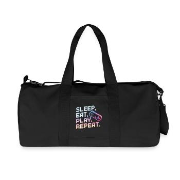 Sleep Eat Play Repeat Gaming Design - Recycled Canvas Sports Bag by Stanley/Stella - black - Front