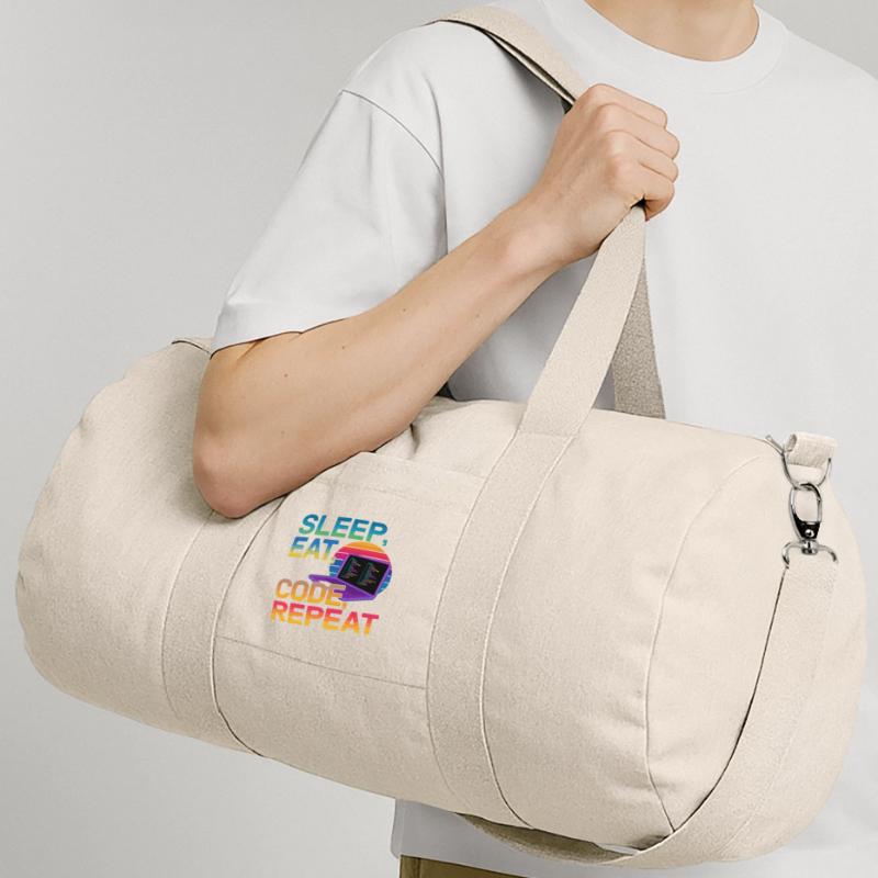 Sleep Eat Code Repeat Gift For Coder Recycled Canvas Sports Bag by Stanley/Stella