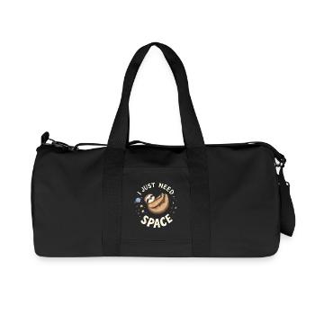 Sloth in Space Cartoon Design - Recycled Canvas Sports Bag by Stanley/Stella - black - Front
