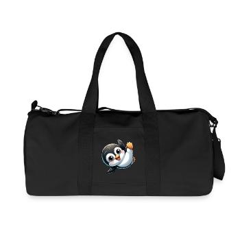 Penguin Handstand Breakdance Cartoon - Recycled Canvas Sports Bag by Stanley/Stella - black - Front