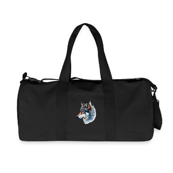 Loup des neiges : fusion sauvage et hivernale - Sac de sport en toile recyclée Stanley/Stella - noir - Devant