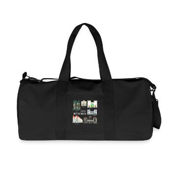 Munich, Hand Drawing Landmark, Bavaria - Recycled Canvas Sports Bag by Stanley/Stella - black - Front