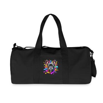 French Bulldog with Colorful Splashes of Color - Recycled Canvas Sports Bag by Stanley/Stella - black - Front