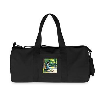 N-dless Nights: Anime girl in Kimono with phone - Recycled Canvas Sports Bag by Stanley/Stella - black - Front