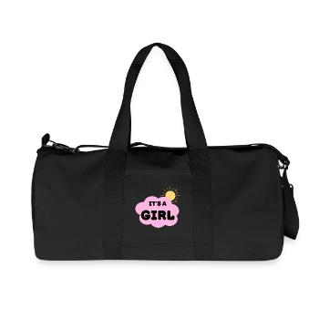 It S A Girl, Baby Pregnancy Revelation Pink Cloud - Recycled Canvas Sports Bag by Stanley/Stella - black - Front