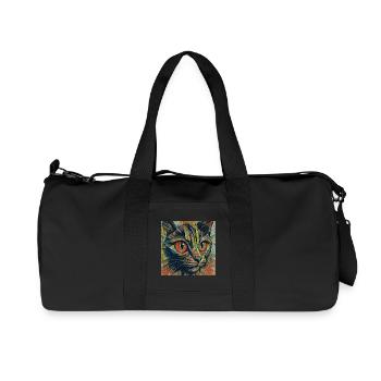 Farbenfrohe Katzenaugen ART - Recycelte Canvas-Sporttasche von Stanley/Stella - Schwarz - Vorne