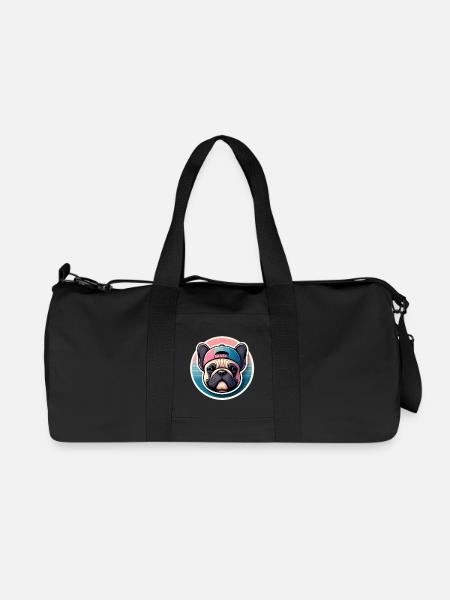 French Bulldog with Pastel Cap - Recycled Canvas Sports Bag by Stanley/Stella - black