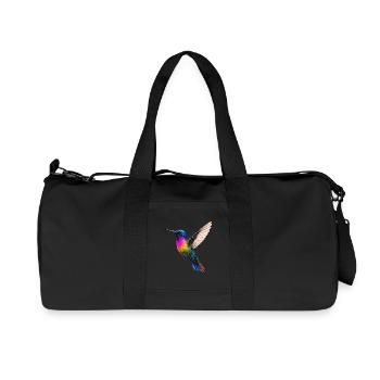 Vibrant Rainbow Hummingbird Design - Recycled Canvas Sports Bag by Stanley/Stella - black - Front