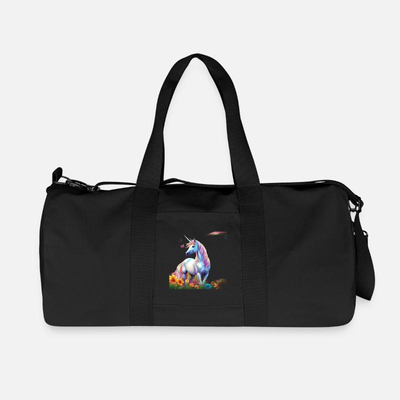 Himmlisches Einhorn im Blumenfeld mit Schmetterlin - Recycelte Canvas-Sporttasche von Stanley/Stella - Schwarz