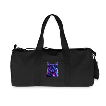 Neon Space Cat Cat Portrait - Recycled Canvas Sports Bag by Stanley/Stella - black - Front