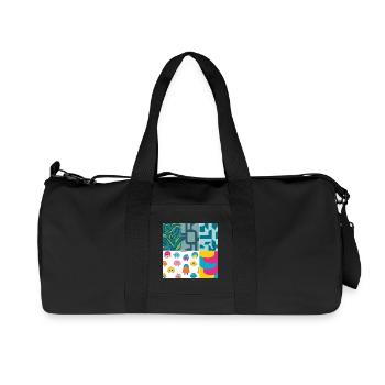 Vibrant Abstract and Playful Creature Pattern - Recycled Canvas Sports Bag by Stanley/Stella - black - Front