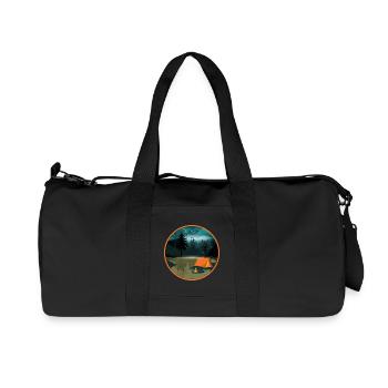 Nachtcamping im Wald mit Lagerfeuer und Zelt - Recycelte Canvas-Sporttasche von Stanley/Stella - Schwarz - Vorne