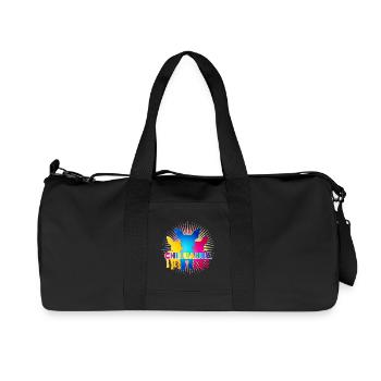 Bunte Chihuahua Silhouetten mit Pop-Art Schriftzug - Recycelte Canvas-Sporttasche von Stanley/Stella - Schwarz - Vorne