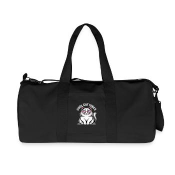 Chat copain avec lunettes Wave - Sac de sport en toile recyclée Stanley/Stella - noir - Devant