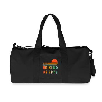 Dans un monde où l’on peut être n’importe quoi, être gentil - Sac de sport en toile recyclée Stanley/Stella - noir - Devant