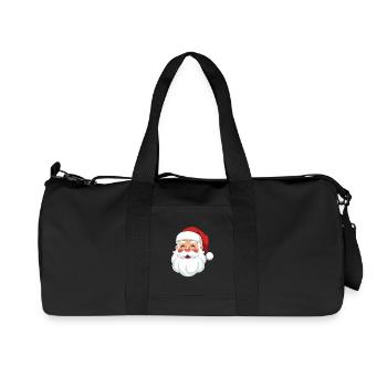 Père Noël joyeux avec illustration de chapeau rouge - Sac de sport en toile recyclée Stanley/Stella - noir - Devant