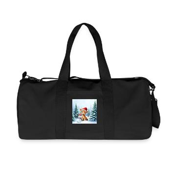 Christmas Giraffe in Winter Landscape - Recycled Canvas Sports Bag by Stanley/Stella - black - Front