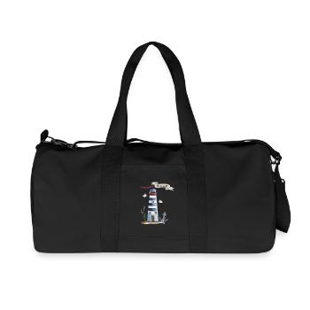 Leuchtturm mit Meerestieren und Banner - Recycelte Canvas-Sporttasche von Stanley/Stella - Schwarz - Vorne