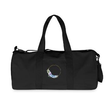 Couronne florale bleue, dorée, verte, personnalisable - Sac de sport en toile recyclée Stanley/Stella - noir - Devant