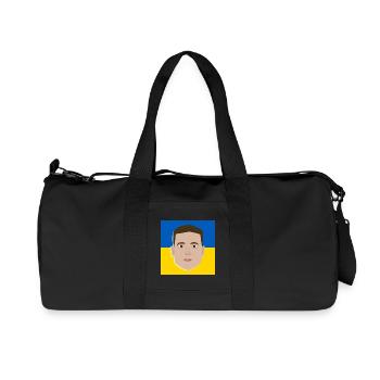 Volodymyr Zelensky on Ukrainian flag - Recycled Canvas Sports Bag by Stanley/Stella - black - Front