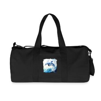 Wasserfarbener Delfin Sprung - Recycelte Canvas-Sporttasche von Stanley/Stella - Schwarz - Vorne