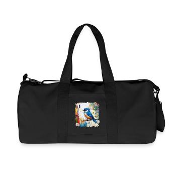 Blauer Vogel im abstrakten Farbmeer - Recycelte Canvas-Sporttasche von Stanley/Stella - Schwarz - Vorne
