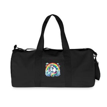 Rainbow Unicorn on Clouds - Recycled Canvas Sports Bag by Stanley/Stella - black - Front