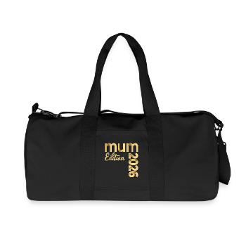 Baby 2026 Announcement British Mum - Recycled Canvas Sports Bag by Stanley/Stella - black - Front