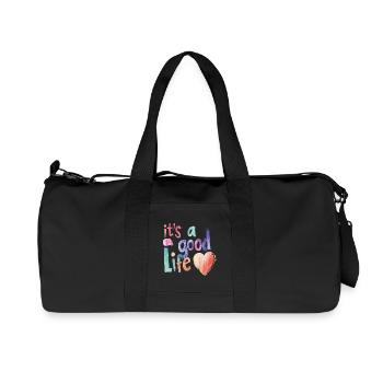 C’est une belle vie - Sac de sport en toile recyclée Stanley/Stella - noir - Devant