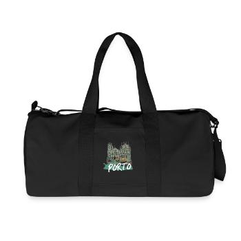 Porto historic center tram illustration - Recycled Canvas Sports Bag by Stanley/Stella - black - Front