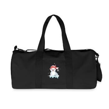 Winter Seal Pup in Santa Hat - Recycled Canvas Sports Bag by Stanley/Stella - black - Front