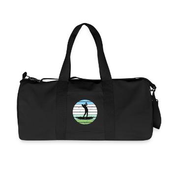 Golf Silhouette im Retro Streifenkreis - Recycelte Canvas-Sporttasche von Stanley/Stella - Schwarz - Vorne