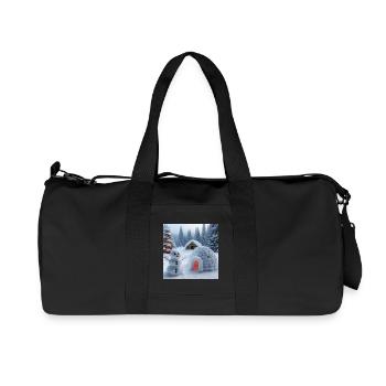 Winter landscape with snowman and igloo - Recycled Canvas Sports Bag by Stanley/Stella - black - Front