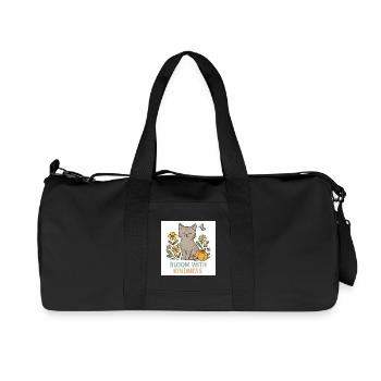 Cat-friendly floral splendour - Recycled Canvas Sports Bag by Stanley/Stella - black - Front