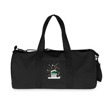 Elf in the Fireplace Christmas Humor - Recycled Canvas Sports Bag by Stanley/Stella - black - Front