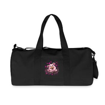 Heart piggy in pink mud - Recycled Canvas Sports Bag by Stanley/Stella - black - Front