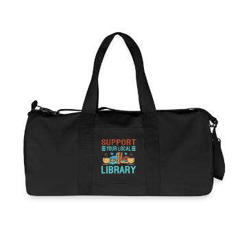 Cadeau des amateurs de livres pour la bibliothèque - Sac de sport en toile recyclée Stanley/Stella - noir - Devant