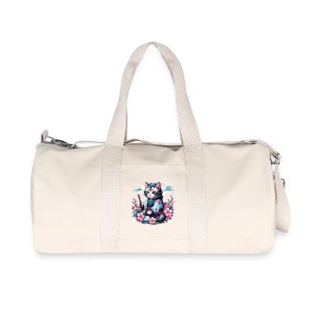 Japanese Kawaii Ninja Cat - Recycled Canvas Sports Bag by Stanley/Stella - natural - Front