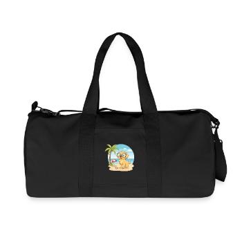 Cute Dog with Glasses Beach Summer Vacation - Recycled Canvas Sports Bag by Stanley/Stella - black - Front