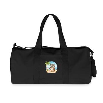 Cute Owl with Glasses Beach Summer Vacation - Recycled Canvas Sports Bag by Stanley/Stella - black - Front