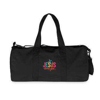 Jesus Loves You - Recycelte Canvas-Sporttasche von Stanley/Stella - Schwarz - Vorne