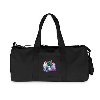 Techicorn Neon Einhorn - Recycelte Canvas-Sporttasche von Stanley/Stella - Schwarz - Vorne