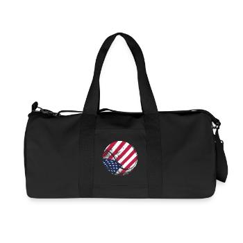 Patriotic Tennis Ball American Flag Sports Fan Gif - Recycled Canvas Sports Bag by Stanley/Stella - black - Front