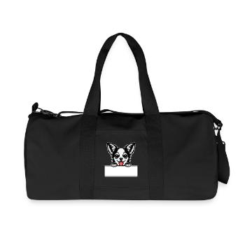 Chihuahua avec badge nominatif - Sac de sport en toile recyclée Stanley/Stella - noir - Devant