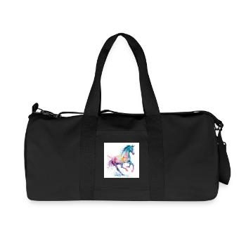 Regenbogen-Aquarellpferd - Recycelte Canvas-Sporttasche von Stanley/Stella - Schwarz - Vorne