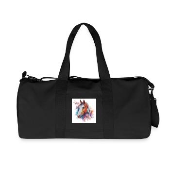 Watercolor Horse with Blossoms - Recycled Canvas Sports Bag by Stanley/Stella - black - Front