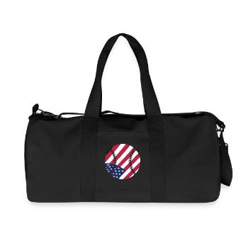 USA Patriotic Softball American Flag Sports Art - Recycled Canvas Sports Bag by Stanley/Stella - black - Front