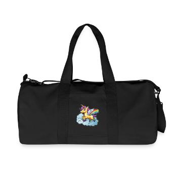 Regenbogen-Einhorn auf Wolke - Recycelte Canvas-Sporttasche von Stanley/Stella - Schwarz - Vorne