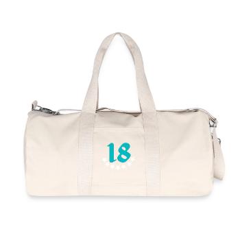 Motif 18 étoiles, chiffres, anniversaire - Sac de sport en toile recyclée Stanley/Stella - blanc naturel - Devant