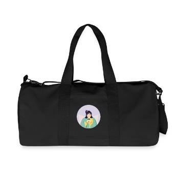 Pastel tired girl with tea in cozy corner - Recycled Canvas Sports Bag by Stanley/Stella - black - Front